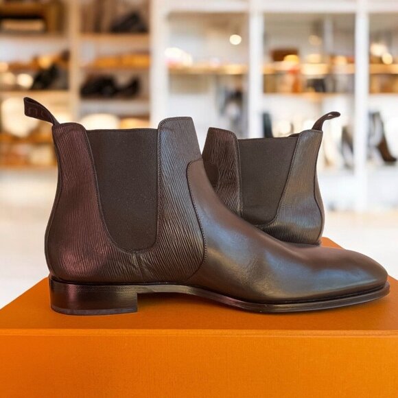 LOUIS VUITTON Wall Street Chelsea Epi Leather Black Boots Shoe Mens UK 11 US 12 - Picture 12 of 16
